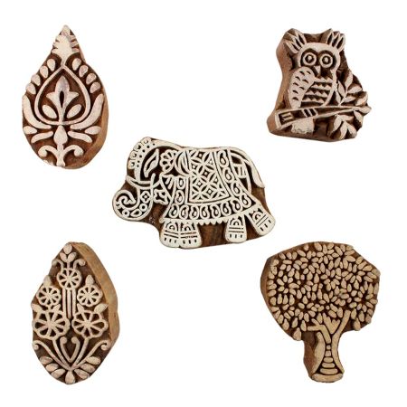 Set of 5 Piece New Mix Wooden Printing Blocks